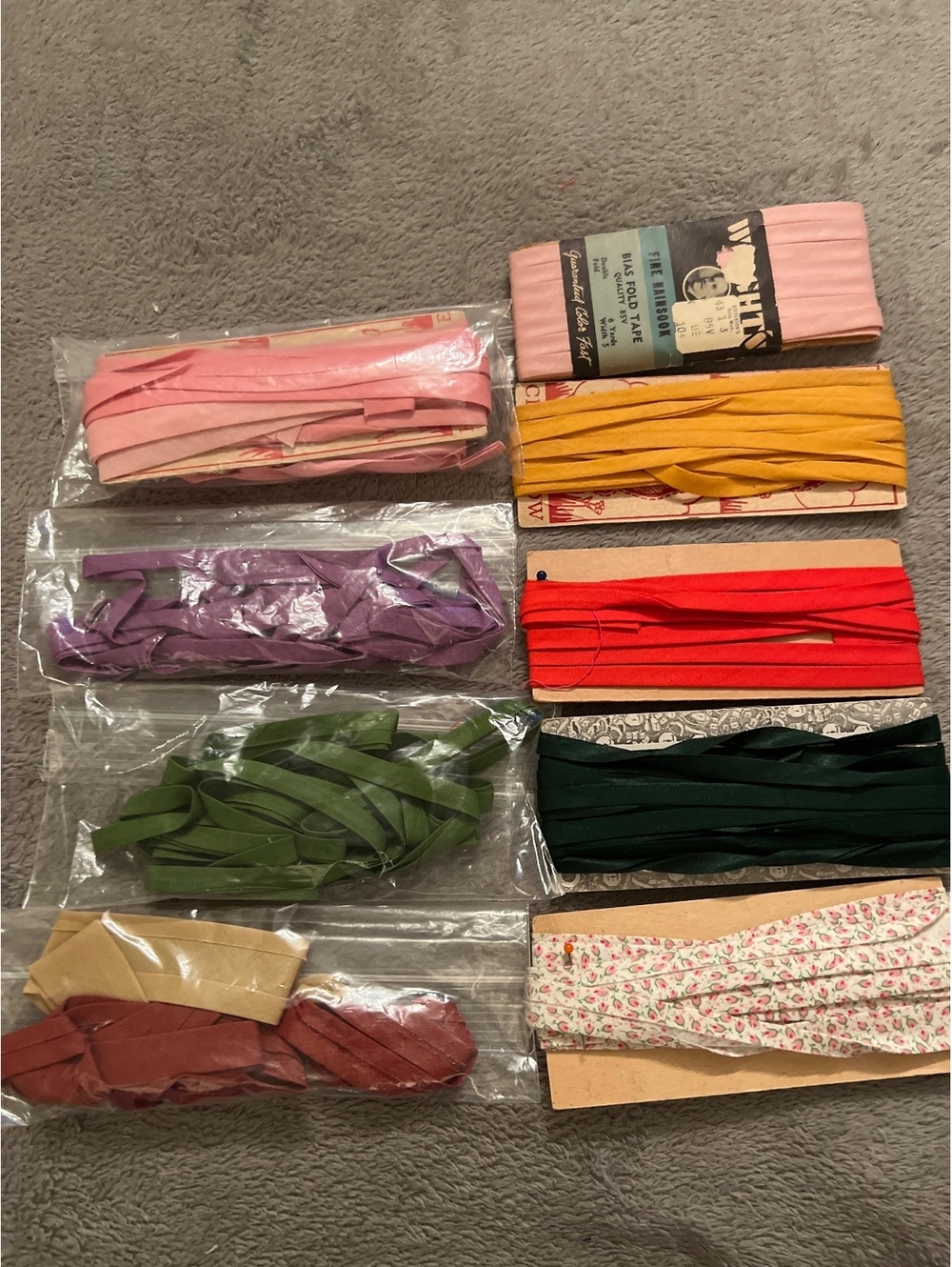 Vintage Assorted Fabric Bias Fold Tape Bundle - Multi Color